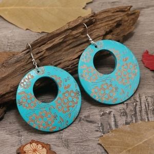 🍉5 for $25* Boho Floral Wood Drop Earrings